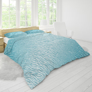 Animal Print Blue Glitter Glam Duvet Cover
