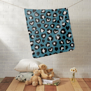 Animal Print, Blue Leopard, Cheetah Spots, Hearts Baby Blanket