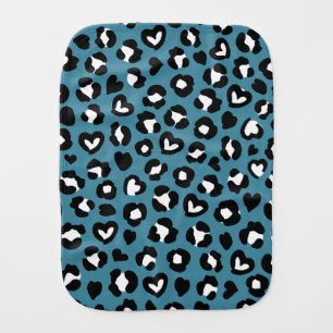 Animal Print, Blue Leopard, Cheetah Spots, Hearts Baby Burp Cloth