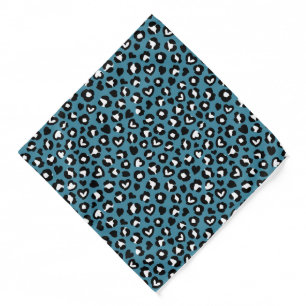 Animal Print, Blue Leopard, Cheetah Spots, Hearts Bandana