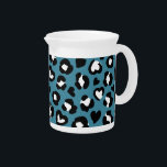 Animal Print, Blue Leopard, Cheetah Spots, Hearts Beverage Pitcher<br><div class="desc">Elegant,  stylish and sophisticated pattern with leopard spots and hearts in blue and black color. Modern and trendy gift,  perfect for the animal print lover in your life.</div>