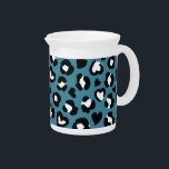 Animal Print, Blue Leopard, Cheetah Spots, Hearts Beverage Pitcher<br><div class="desc">Elegant,  stylish and sophisticated pattern with leopard spots and hearts in blue and black color. Modern and trendy gift,  perfect for the animal print lover in your life.</div>