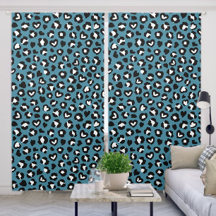 Animal Print, Blue Leopard, Cheetah Spots, Hearts Blackout Curtains