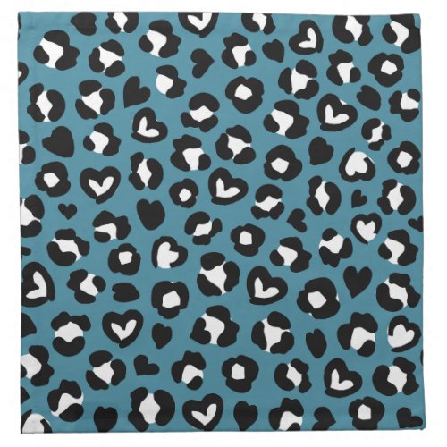 Animal Print Blue Leopard Cheetah Spots Hearts Cloth Napkin