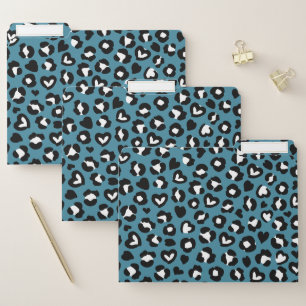 Animal Print, Blue Leopard, Cheetah Spots, Hearts File Folder