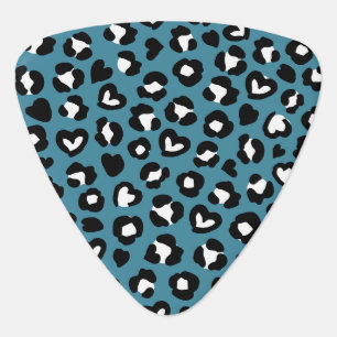 Animal Print, Blue Leopard, Cheetah Spots, Hearts Guitar Pick