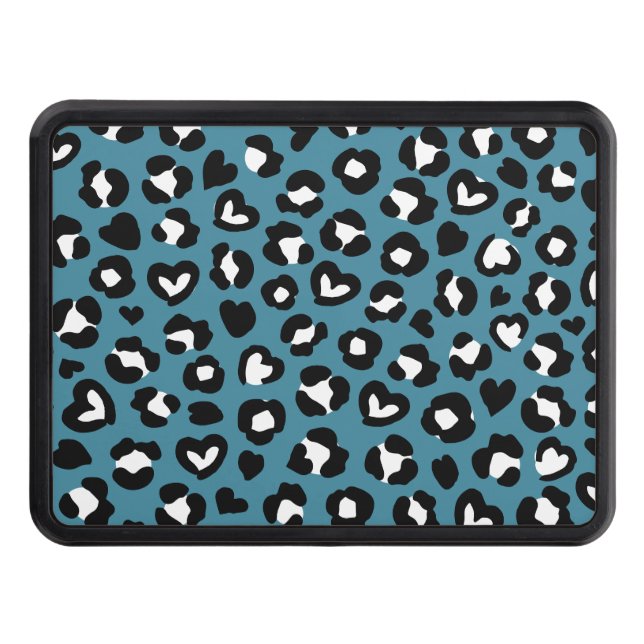 Animal Print, Blue Leopard, Cheetah Spots, Hearts Hitch Cover (Front)