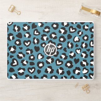 Animal Print, Blue Leopard, Cheetah Spots, Hearts HP Laptop Skin