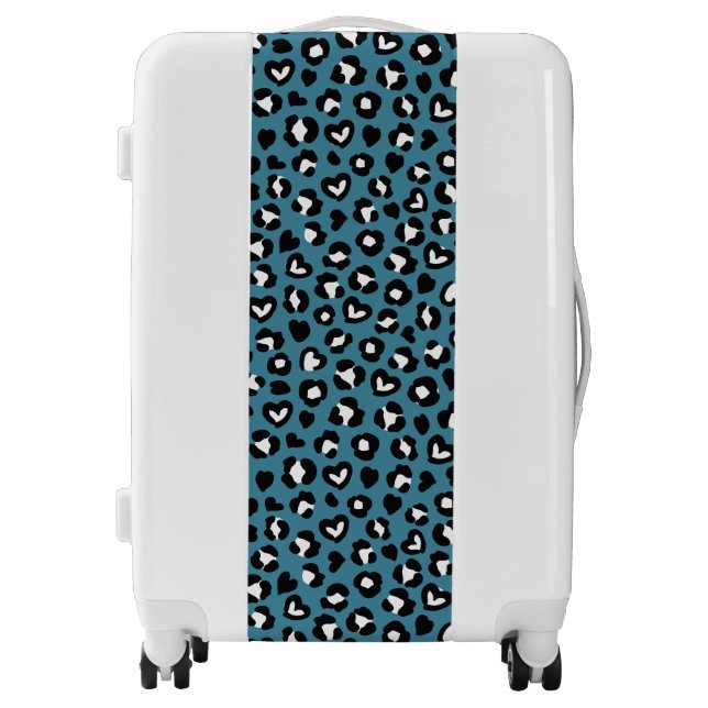 Animal Print, Blue Leopard, Cheetah Spots, Hearts Luggage (Front)