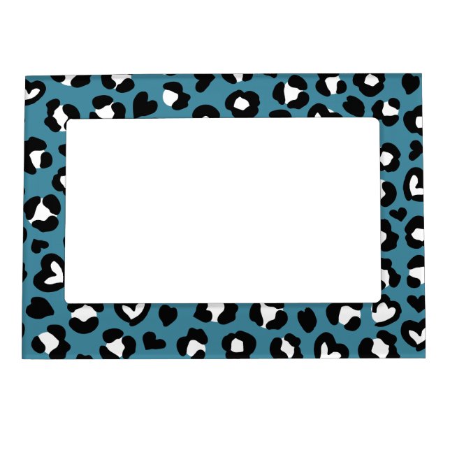 Animal Print, Blue Leopard, Cheetah Spots, Hearts Magnetic Frame (Front)