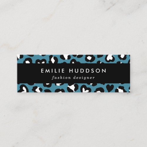 Animal Print Blue Leopard Cheetah Spots Hearts Mini Business Card