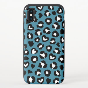 Animal Print, Blue Leopard, Cheetah Spots, Hearts iPhone X Slider Case