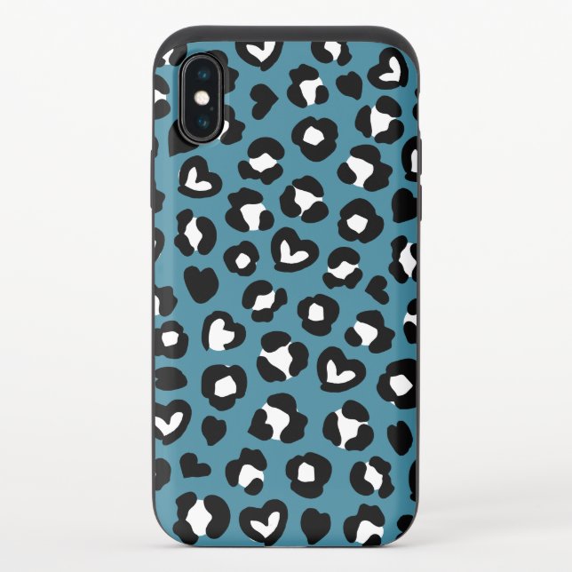 Animal Print, Blue Leopard, Cheetah Spots, Hearts Uncommon iPhone Case (Back)