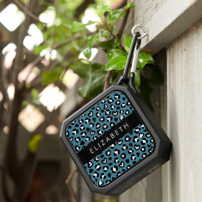 Animal Print, Blue Leopard, Hearts, Your Name Bluetooth Speaker (Inisitu)