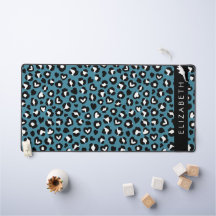 Animal Print, Blue Leopard, Hearts, Your Name