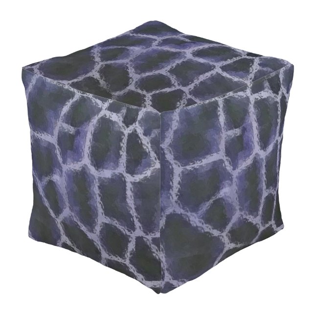 Animal Print Blue Outdoor Pouf (Angled Front)