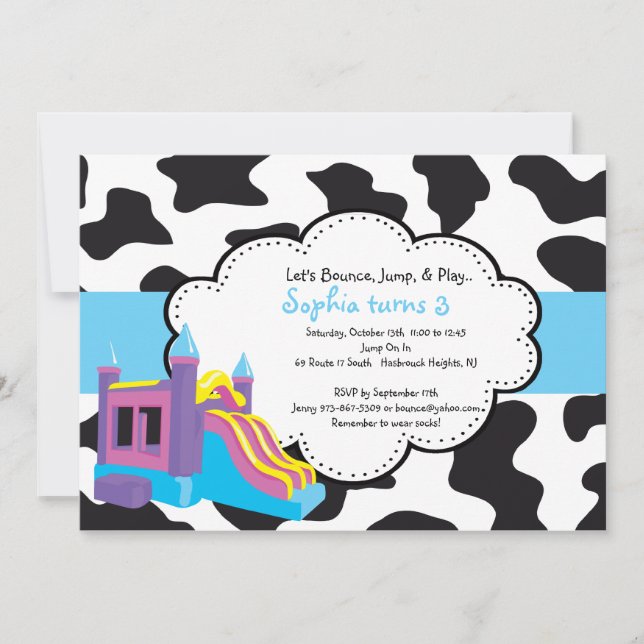 Animal Print Bounce House Party Invitation (Front)