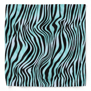 Animal Print Bright Blue Zebra Skin Turquoise Bandana