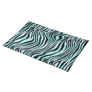 Animal Print Bright Blue Zebra Skin Turquoise Cloth Placemat