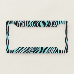 Animal Print Bright Blue Zebra Skin Turquoise License Plate Frame