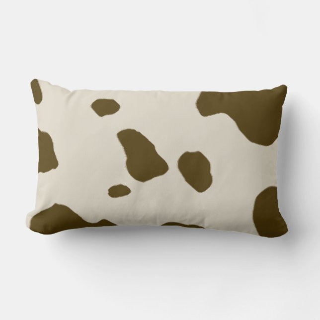 Animal Print Brown Cow Spots Lumbar Pillow (Front)