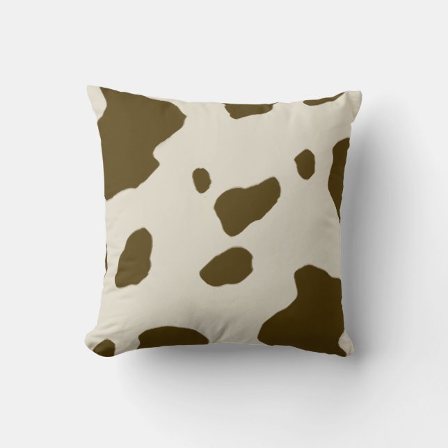 Animal Print Brown Cow Spots Throw Pillow (Front)