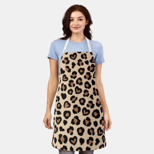 Animal Print, Brown Leopard, Cheetah Spots, Hearts Apron
