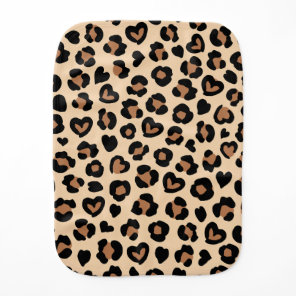 Animal Print, Brown Leopard, Cheetah Spots, Hearts Baby Burp Cloth