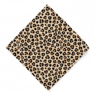 Animal Print, Brown Leopard, Cheetah Spots, Hearts Bandana