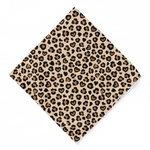 Animal Print Brown Leopard Cheetah Spots Hearts Bandana