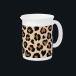 Animal Print, Brown Leopard, Cheetah Spots, Hearts Beverage Pitcher<br><div class="desc">Elegant,  stylish and sophisticated pattern with leopard spots and hearts in brown and black color. Modern and trendy gift,  perfect for the animal print lover in your life.</div>