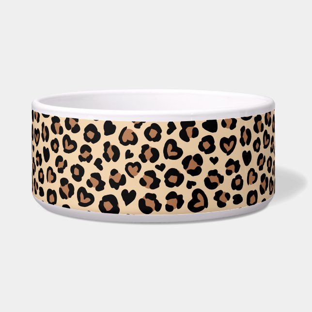 Animal Print, Brown Leopard, Cheetah Spots, Hearts Bowl (Front)