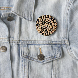 Animal Print, Brown Leopard, Cheetah Spots, Hearts Button