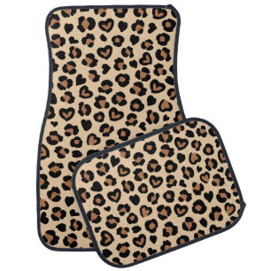 Animal Print, Brown Leopard, Cheetah Spots, Hearts Car Floor Mat