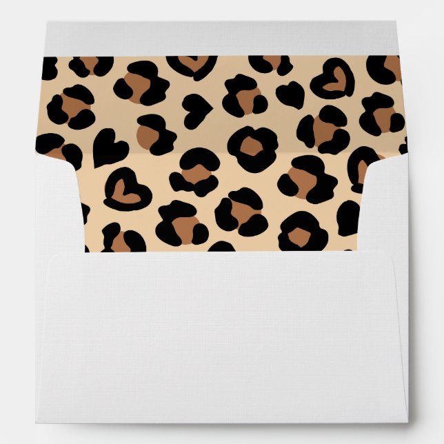 Animal Print, Brown Leopard, Cheetah Spots, Hearts Envelope (Back (Bottom))