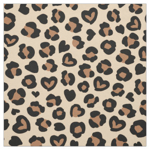 Animal Print, Brown Leopard, Cheetah Spots, Hearts Fabric