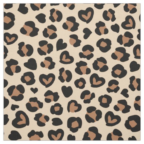 Animal Print Brown Leopard Cheetah Spots Hearts Fabric