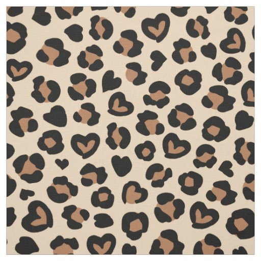 Animal Print, Brown Leopard, Cheetah Spots, Hearts Fabric