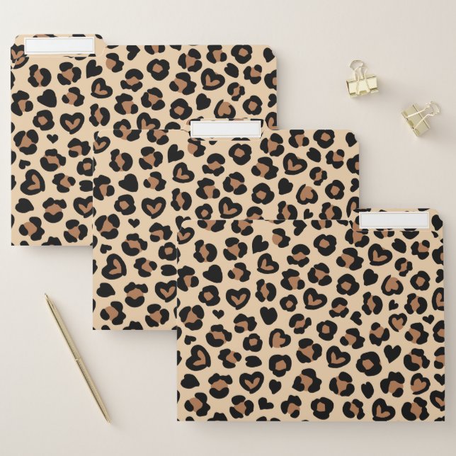 Animal Print, Brown Leopard, Cheetah Spots, Hearts File Folder (Set)