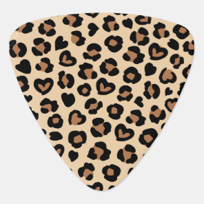 Animal Print, Brown Leopard, Cheetah Spots, Hearts Guitar Pick