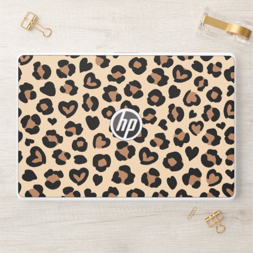 Animal Print Brown Leopard Cheetah Spots Hearts HP Laptop Skin