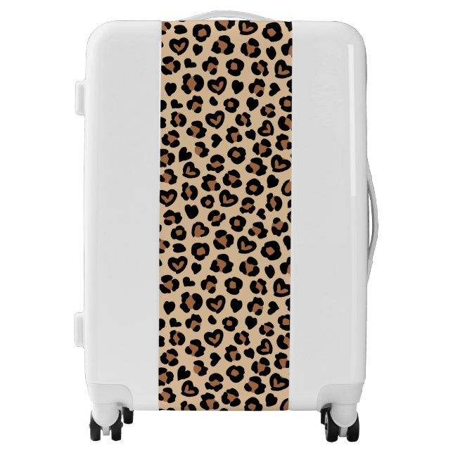 Animal Print, Brown Leopard, Cheetah Spots, Hearts Luggage (Front)