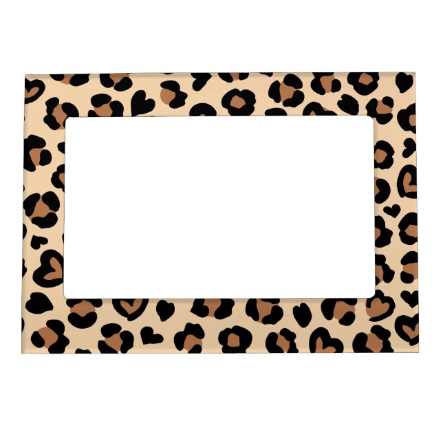 Animal Print, Brown Leopard, Cheetah Spots, Hearts Magnetic Frame (Front)