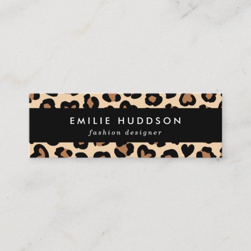 Animal Print Brown Leopard Cheetah Spots Hearts Mini Business Card