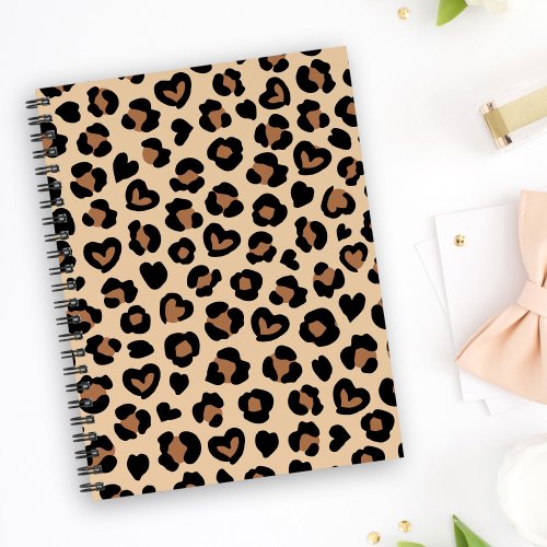 Animal Print Brown Leopard Cheetah Spots Hearts Notebook