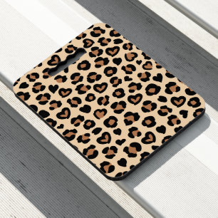 Animal Print, Brown Leopard, Cheetah Spots, Hearts Seat Cushion