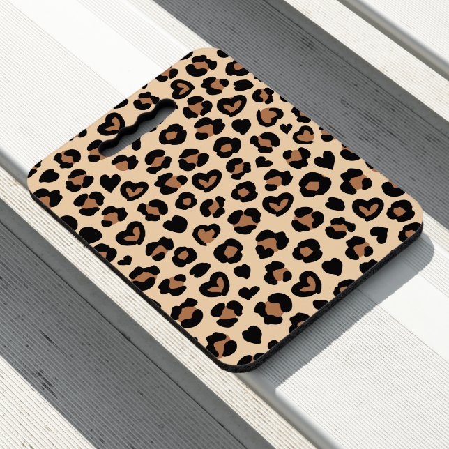 Animal Print, Brown Leopard, Cheetah Spots, Hearts Seat Cushion (In Situ)