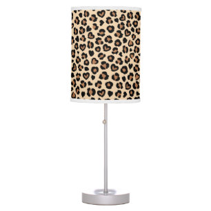 Animal Print, Brown Leopard, Cheetah Spots, Hearts Table Lamp