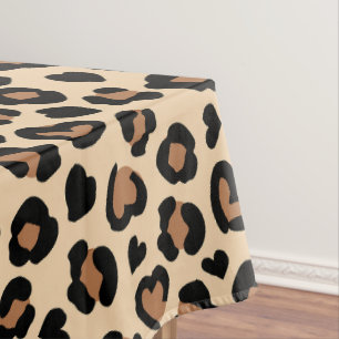 Animal Print, Brown Leopard, Cheetah Spots, Hearts Tablecloth