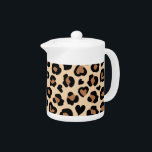 Animal Print, Brown Leopard, Cheetah Spots, Hearts Teapot<br><div class="desc">Elegant,  stylish and sophisticated pattern with leopard spots and hearts in brown and black color. Modern and trendy gift,  perfect for the animal print lover in your life.</div>